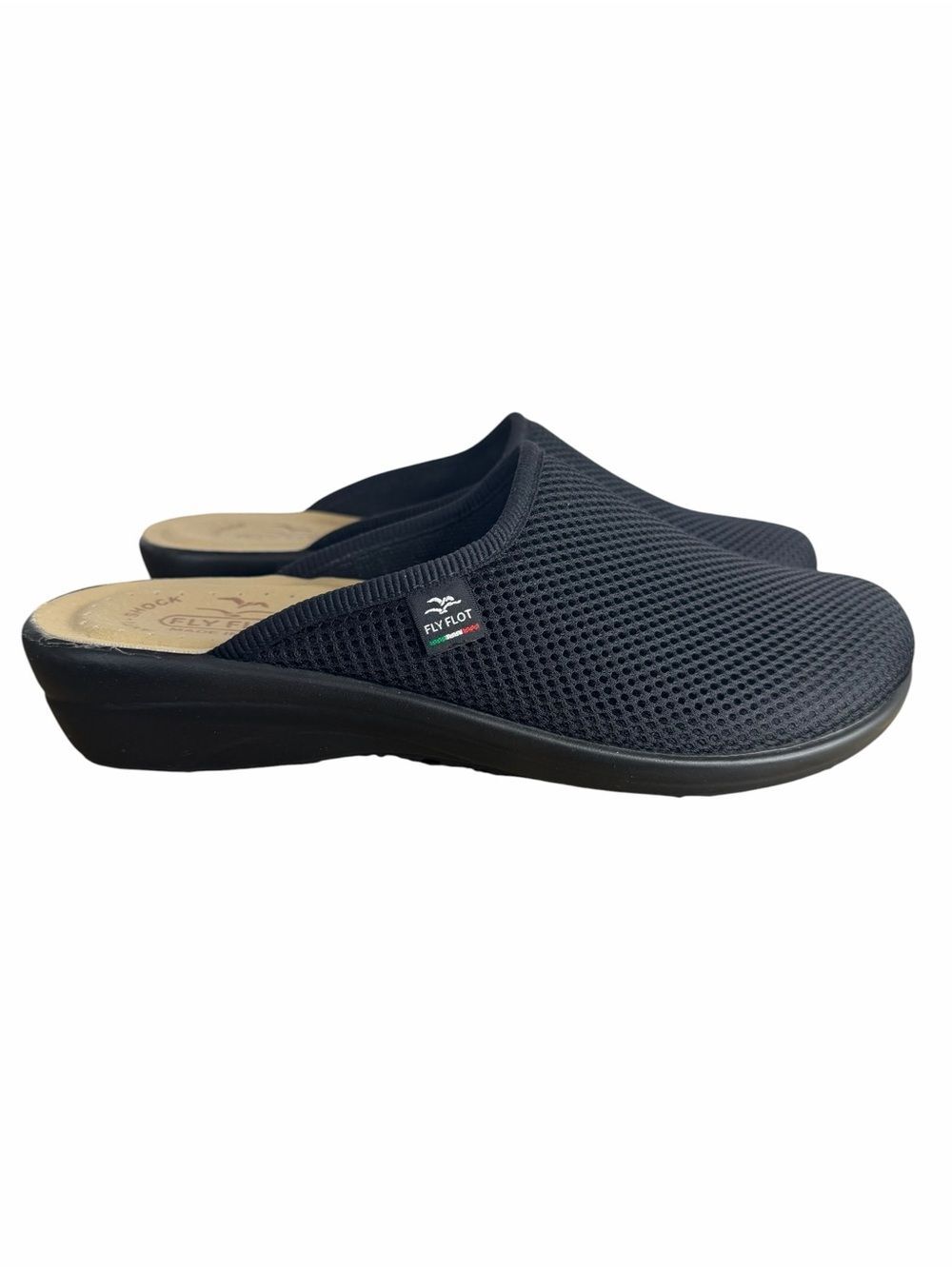 Fly Flot Anatomic Mesh Mule Clog size 9M/40 Black Slip On Comfort Wedge Shoes